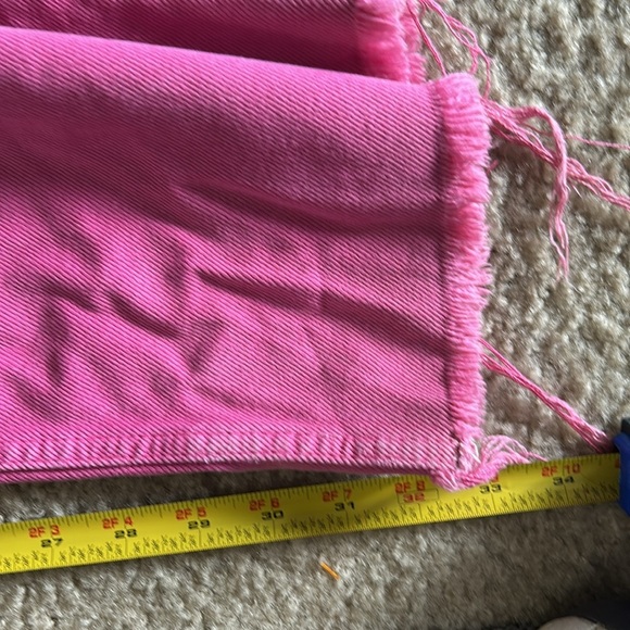 Zara The Boogie Pant High Rise Wide Leg Raw Hem Jeans Pink Sz 6 - Picture 9 of 10
